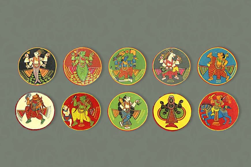 Vishnu on a playing card, the 'Dashabataar tash' of Bishnupur - GetBengal story