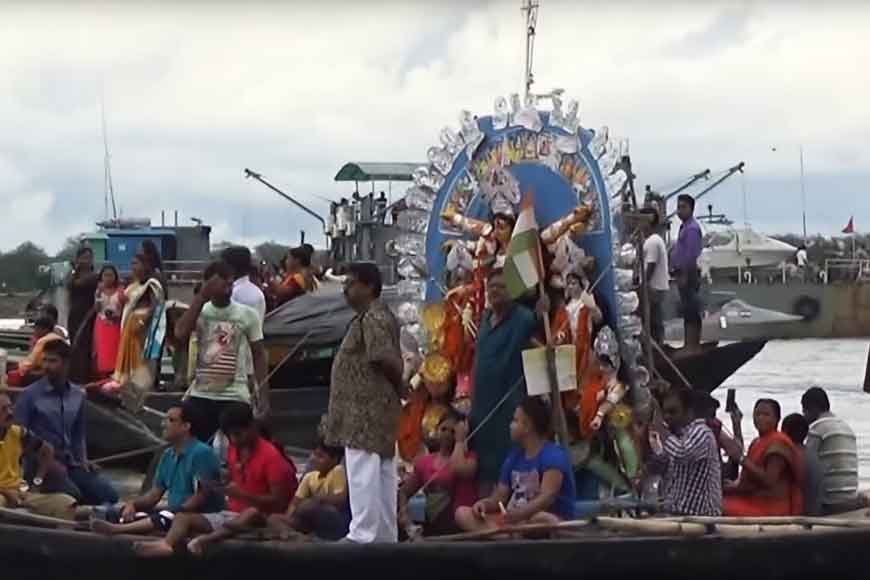 Durga Immersion! Watch from a launch at Taki on River Ichhamati
