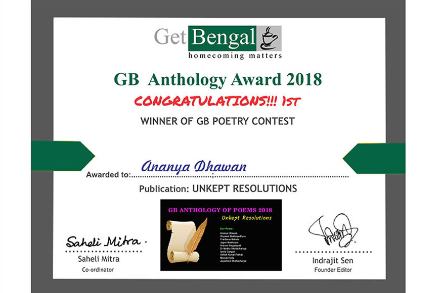 Congratulations! Winners of GB Anthology 2018 'UNKEPT RESOLUTIONS'